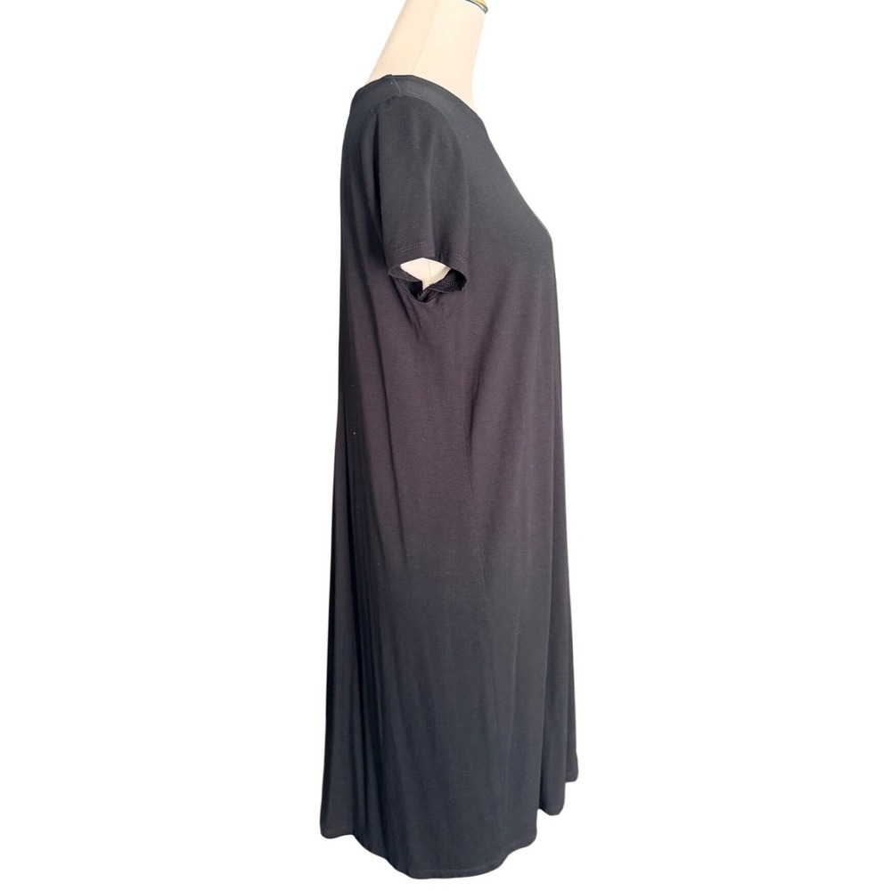 J. Jill Wearever Black Short Sleeve Pleated Button Back Shift Dress Womens M - Picture 5 of 12